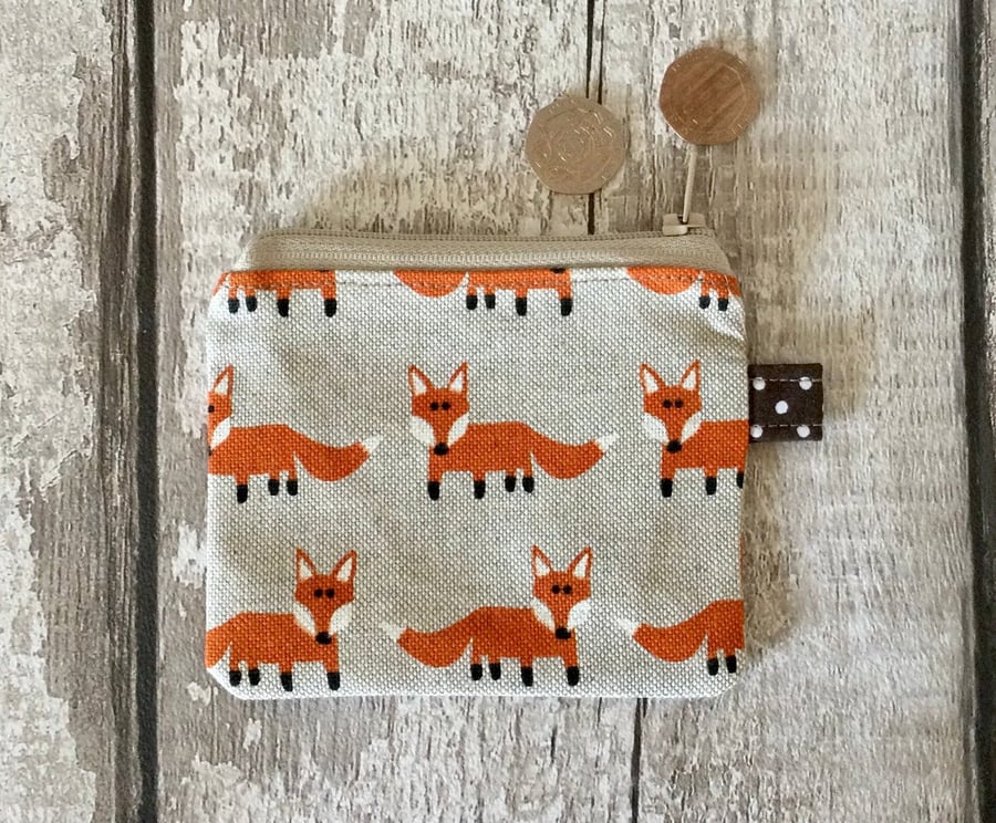 Fox Zipped Coin Purse. Travel Card Holder. Credit Card Case. Fox Business Card H