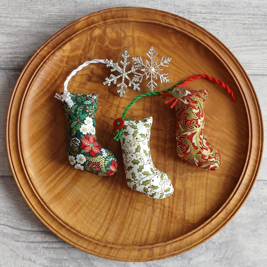 SOLD - Scrapbox Stockings - Mini Stocking Tree Decorations Christmas Decorations