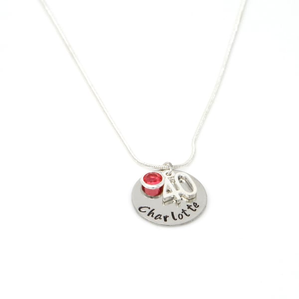 Personalised 40th Birthday Birthstone Necklace - Gift Boxed - Free Delivery