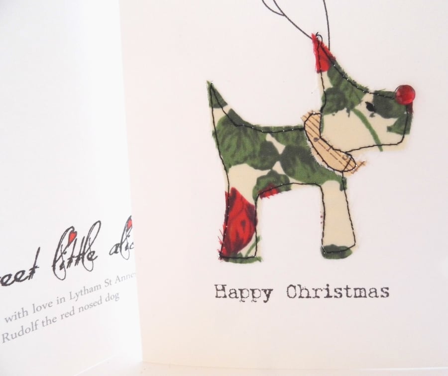 Christmas card liberty reindeer dog