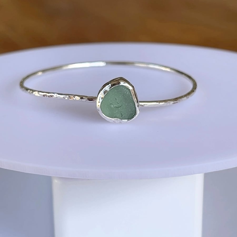 Sterling Silver Sea Glass Bangle