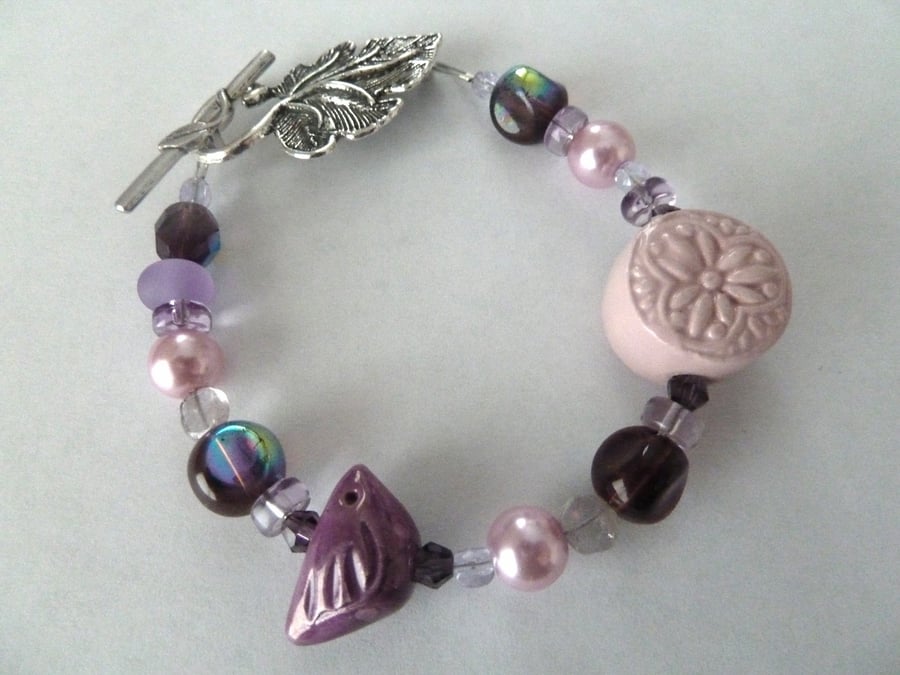 purple bird ceramic bracelet