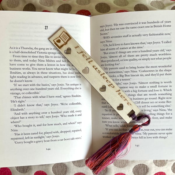 Bookmark. Wooden Bookmark ‘I fell asleep here’.