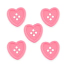 Pink heart buttons, sewing, knitting, crochet buttons 23mm