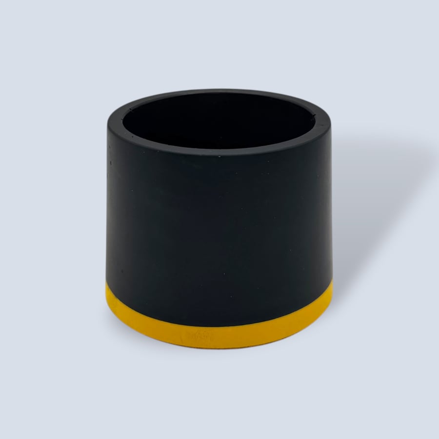Small Yellow and Black Plant Pot - 7.5 cm Two Tone Mini Succulent Pot