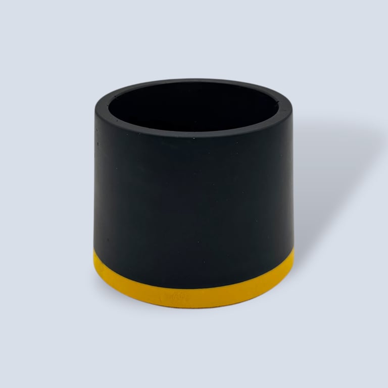 Small Yellow and Black Plant Pot - 7.5 cm Two Tone Mini Succulent Pot