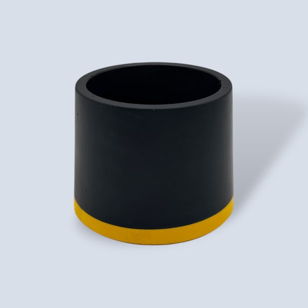 Small Yellow and Black Plant Pot - 7.5 cm Two Tone Mini Succulent Pot