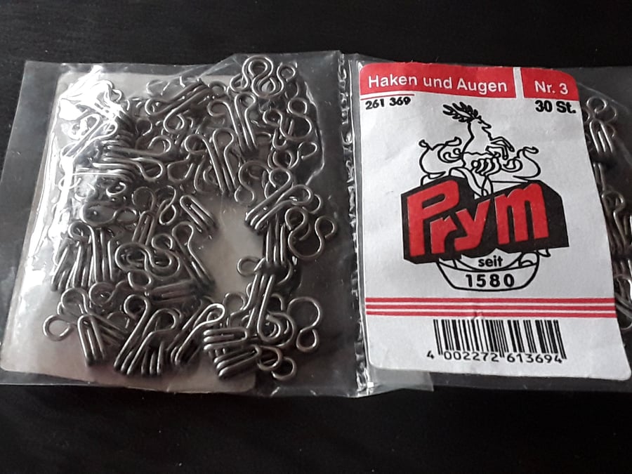 No.3 Hook & Eyes PRYM 261 369 VALUE PACK x 30 sets