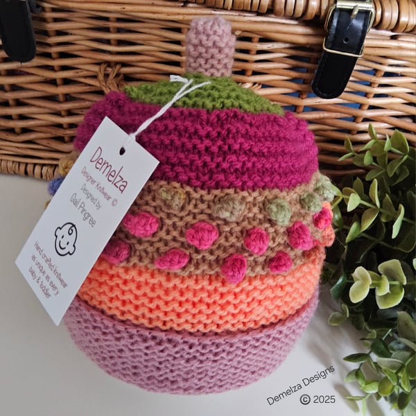 Designer Hand Knitted Baby Girls Bobble Hat 1 -2 Years size
