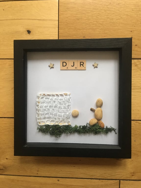 Football Pebble Artwork Frame, Personalised Football Artwork, Handmade Personali