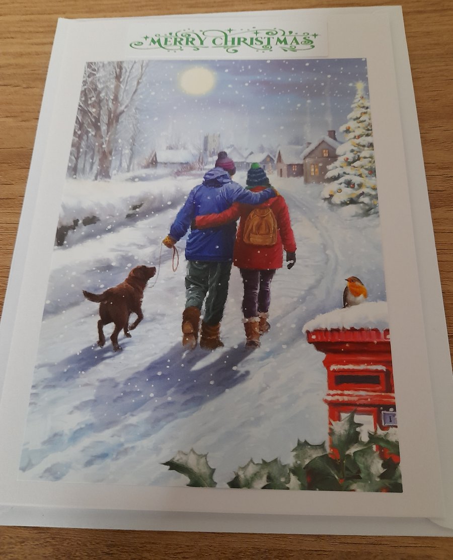 MERRY CHRISTMAS SNOW SCENE CHRISTMAS CARD.