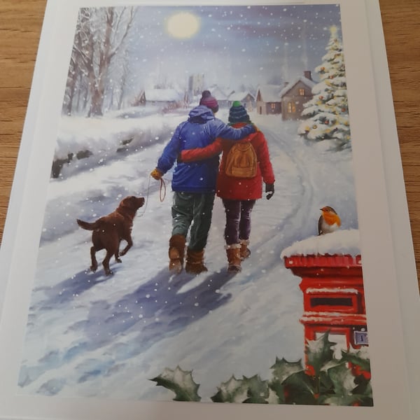 MERRY CHRISTMAS SNOW SCENE CHRISTMAS CARD.