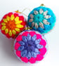 Crochet Christmas tree Baubles in bright colours - Image 1