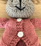 Hand Knitted Rabbit in Pink Outfit - Image 5