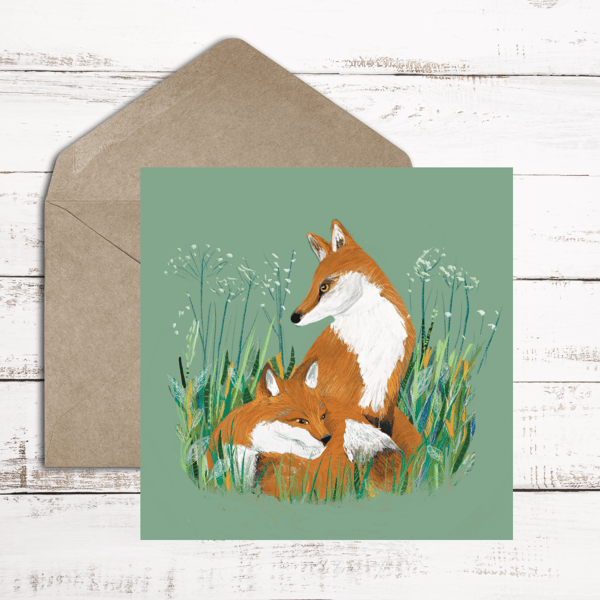 Fox wildlife woodlands blank card 