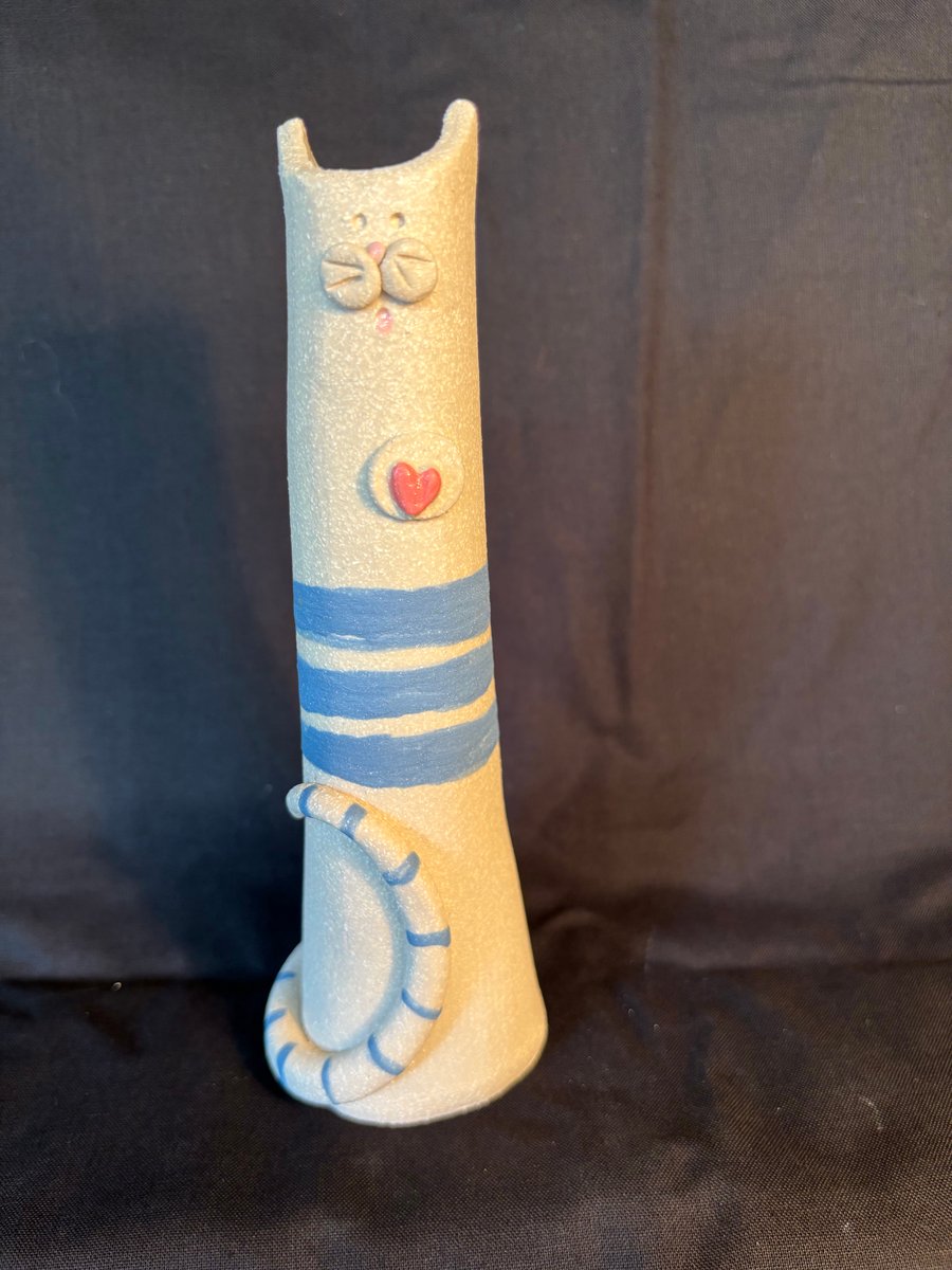 Tall cat vase