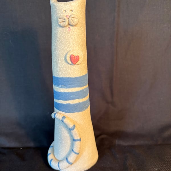 Tall cat vase