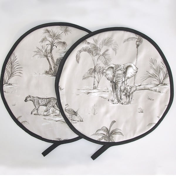 Aga Hob Lid Mats Leopard Elephant Pads Covers Surface Savers Grey Safari
