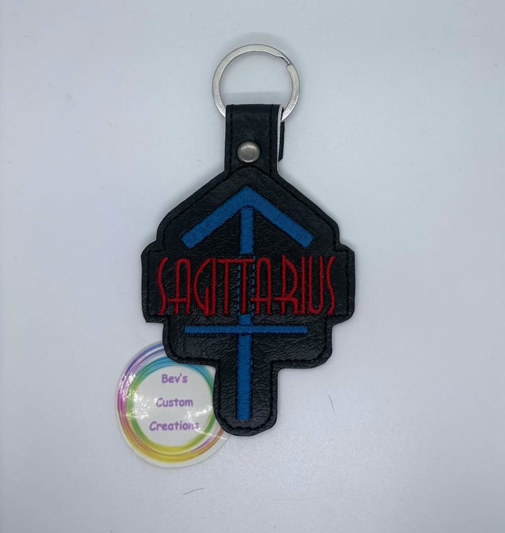 Embroidered Zodiac sign Keyring design - Sagittarius