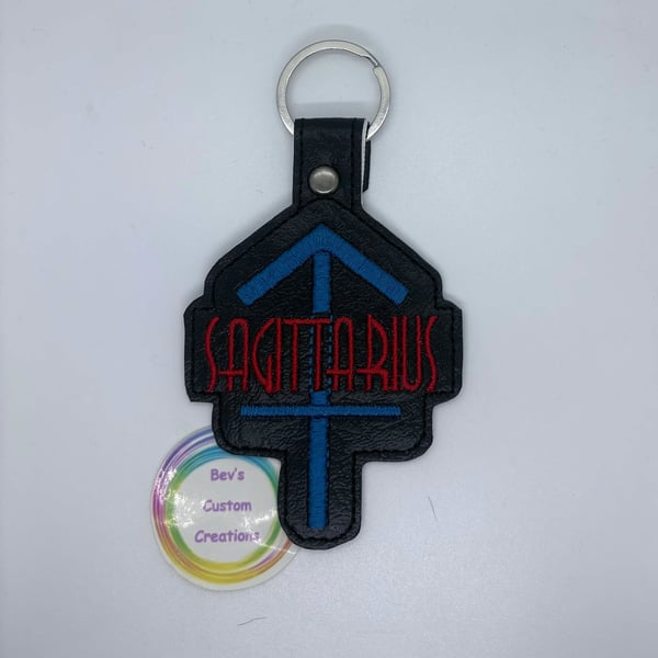 Embroidered Zodiac sign Keyring design - Sagittarius