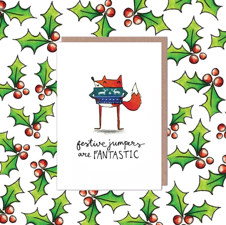 Fantastic Fox in a Festive Jumper Christmas Card