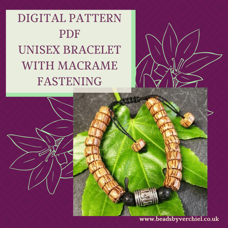 PDF DIGITAL PATTERN - INSTRUCTIONS FOR UNISEX BRACELET WITH MACRAME