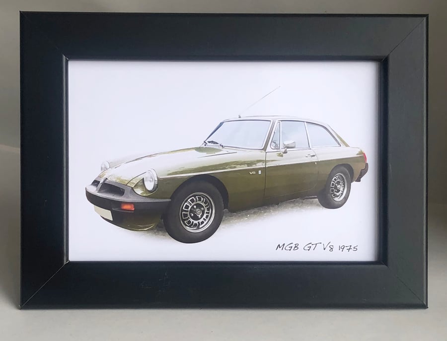 MGB GT V8 1975 - 4x6" Photograph in a Black or White frame