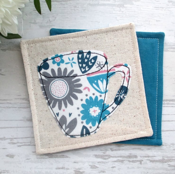 Fabric Mug Coasters, Coffee Coasters Folksy