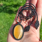 Lemon Calcite Macrame Pendant 