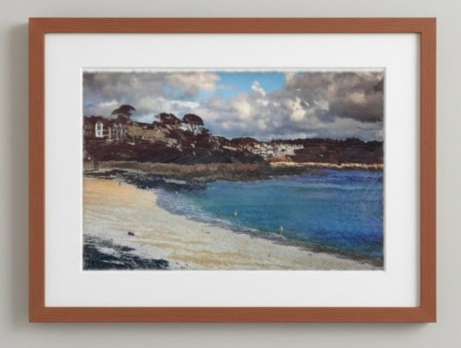 Falmouth Beach Digital Art Print – Cornwall Coastal Wall Art