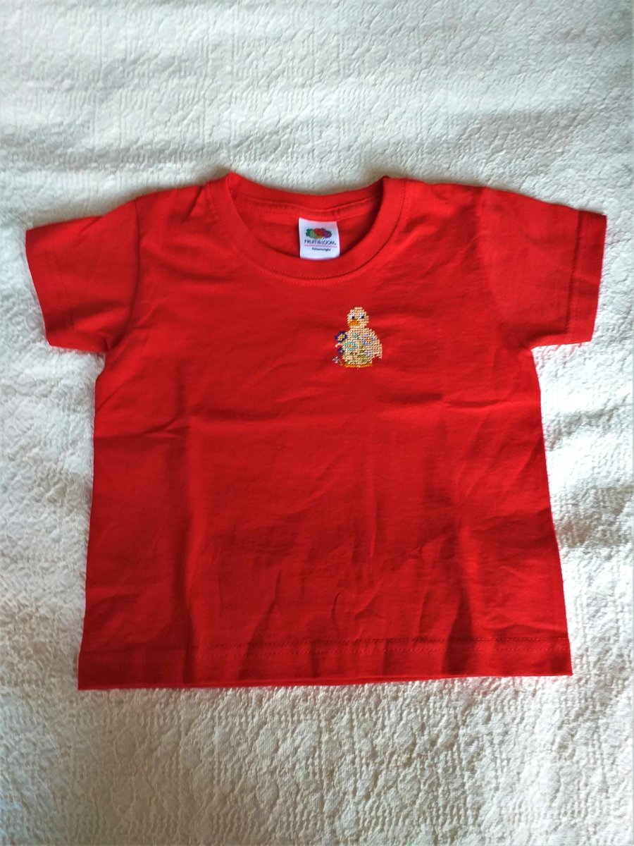 Duckling,  chick, T-shirt, age 1-2 years, hand embroidered