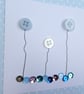 Pack of 3 Mini Blank Cards - Pastel Blue Button Flowers and Sequins - Image 6
