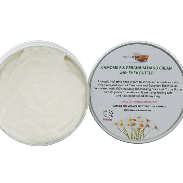 Camomile & Geranium Hand Cream with Shea Butter, 1 Tub Of 70g