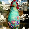 Wet felted Spring Chicken hanging ornament 