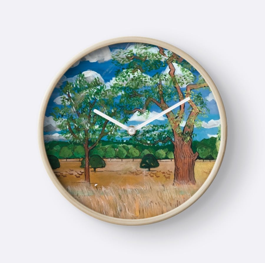 Beautiful Wall Clock Featuring The Painting ‘Sunny Skies’