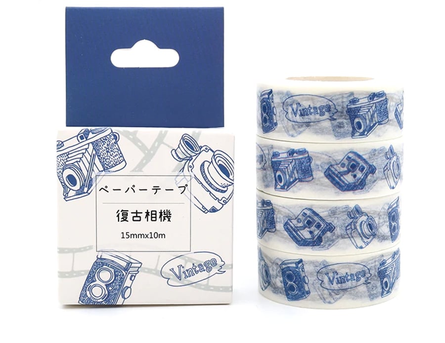 2 x Cameras pattern Washi Tape, Decorative Tape, Cards, Journals, 10m