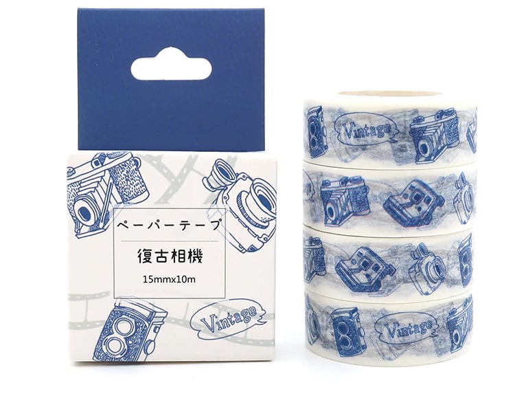 2 x Cameras pattern Washi Tape, Decorative Tape, Cards, Journals, 10m