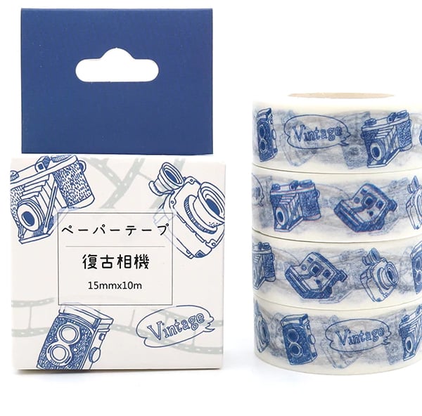 2 x Cameras pattern Washi Tape, Decorative Tape, Cards, Journals, 10m