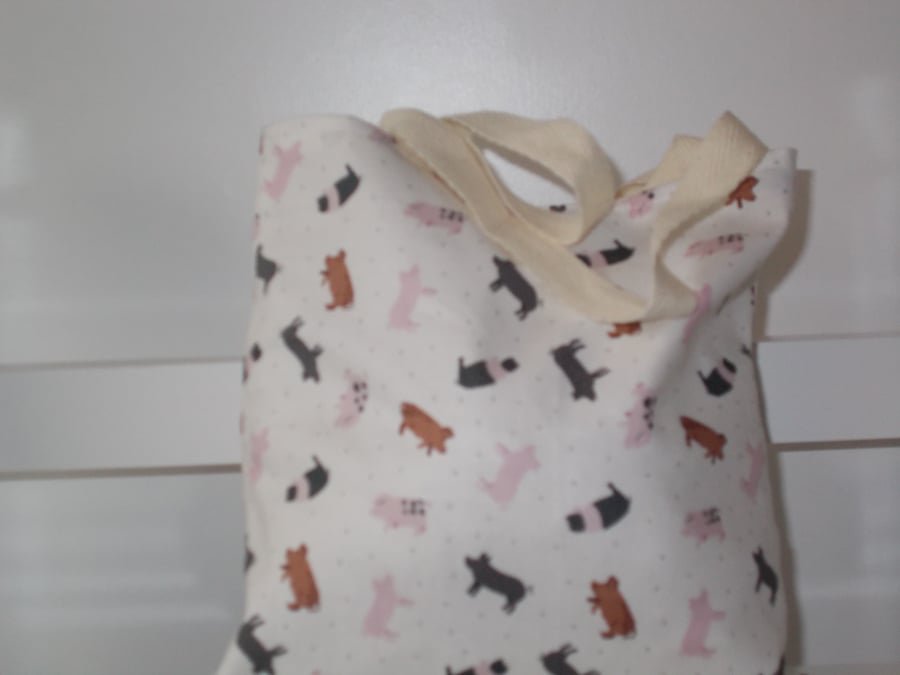Mini tote bag printed with pigs