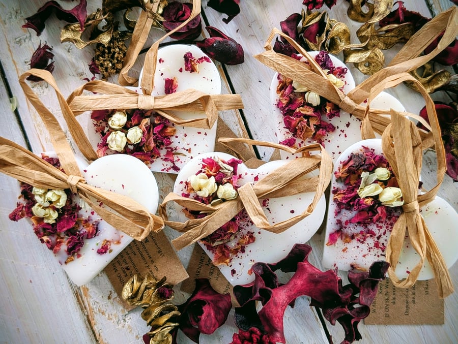 Christmas Scented Heart Decorations -Rose and Lemon Leaf.