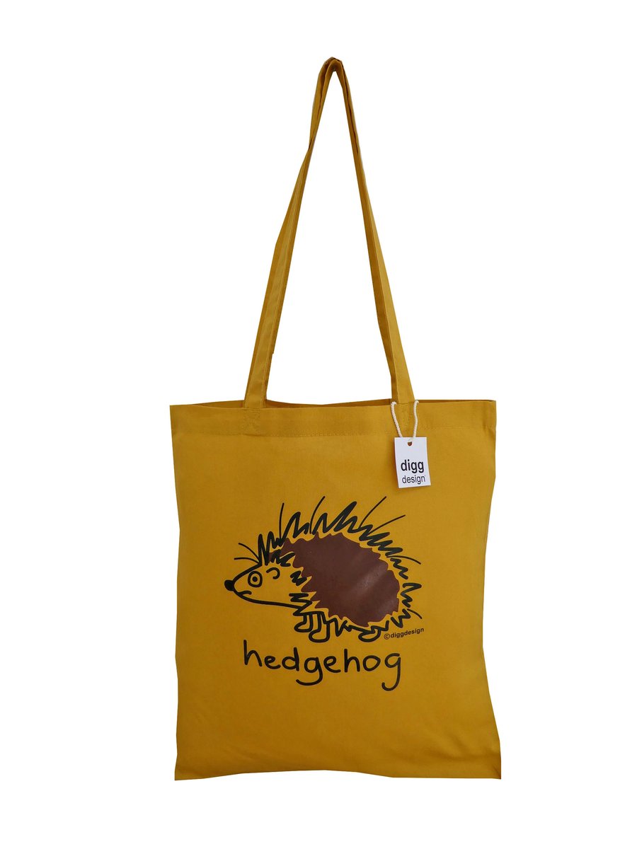 Digg Design HEDGEHOG cotton Tote Bag. Mustard