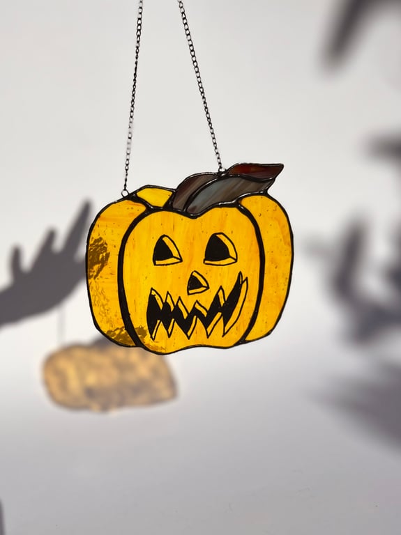 Orange stained glass pumpkin with draw your own kit