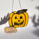 Orange stained glass pumpkin with draw your own kit