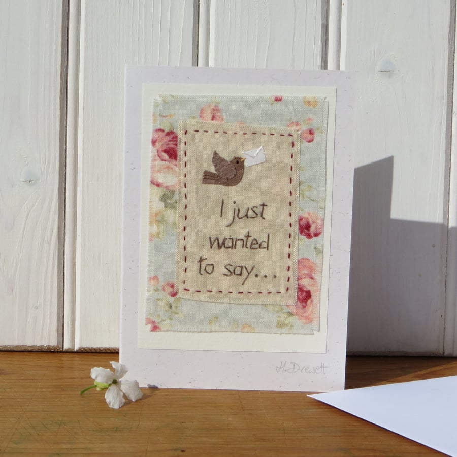 A card for a special time, detailed delicate hand-stitched work, a card to keep