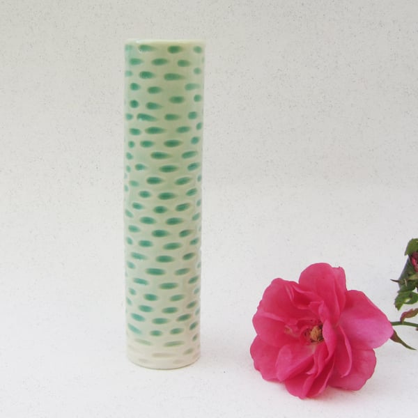 Green porcelain bud vase