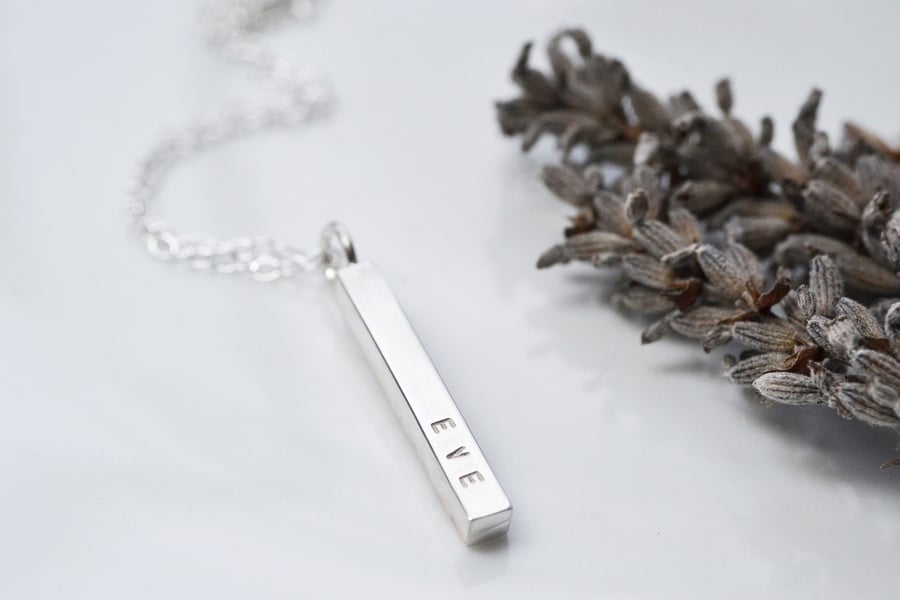 Sterling silver bar pendant - personalised