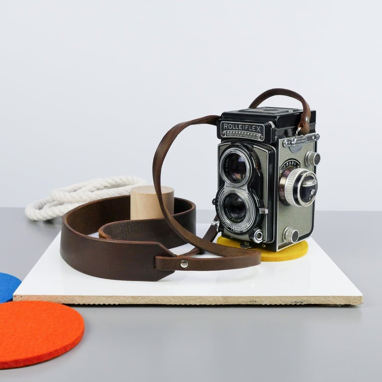Brown Leather Camera Strap, ideal for Rolleiflex, Medium Format 