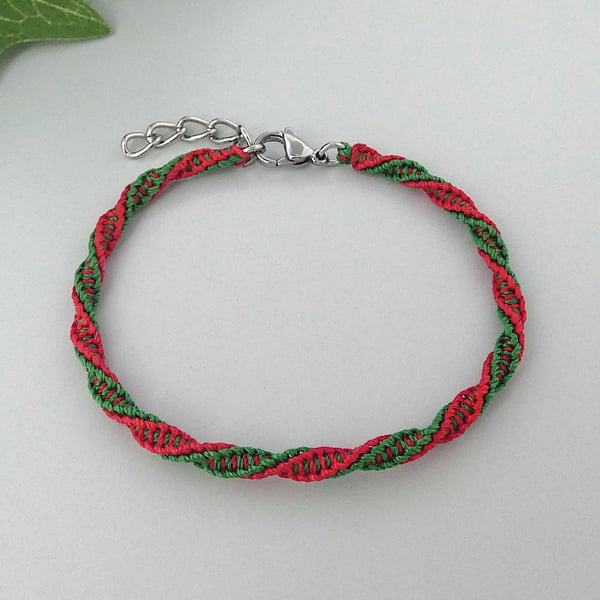 Adjustable 7" Christmas two tone bracelet for women.                    
