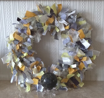 Yellow and Grey Rag Wreath