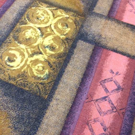 Mid Century BLOCK Brown Yellow Pink 50s 60s Barkcloth Vintage Fabric Lampshade 